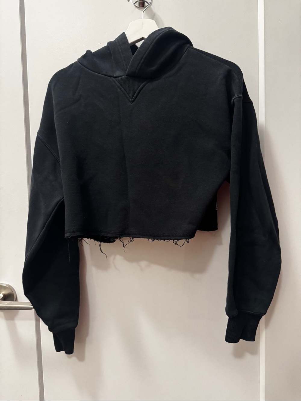 Black Cropped Hoodie - Women's Hooded Sweatshirt 🍁 Designed in Canada